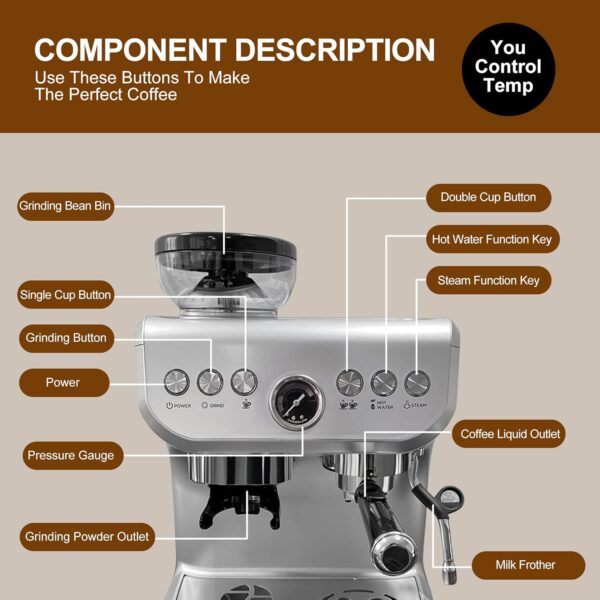 Comercial machine manufacturing coffee makers 3 in 1 espersso espresso coffee machine with grinder built in coffee maker - Image 4