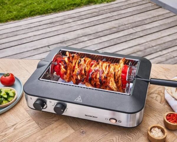 SILVERCREST Grill Electric Grill Multifunctional Grill with Kebab Function 1600 Watts