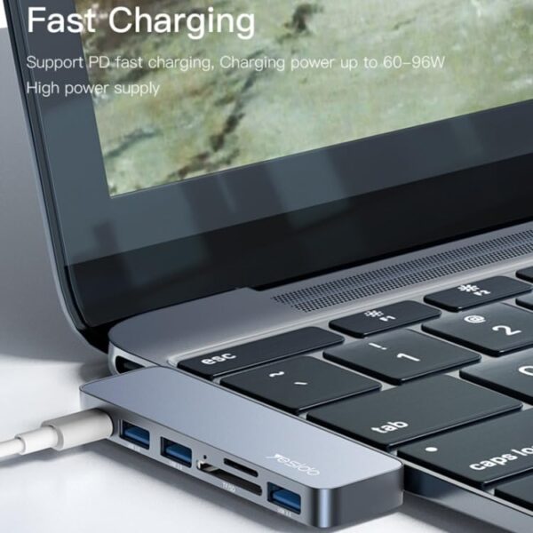 YESIDO HB10 Dual Type-c Hub Splitter 6-in-1 Usb3.0 Tf/memord Card Reader Pd Adapter Notebook Docking Station - Image 9