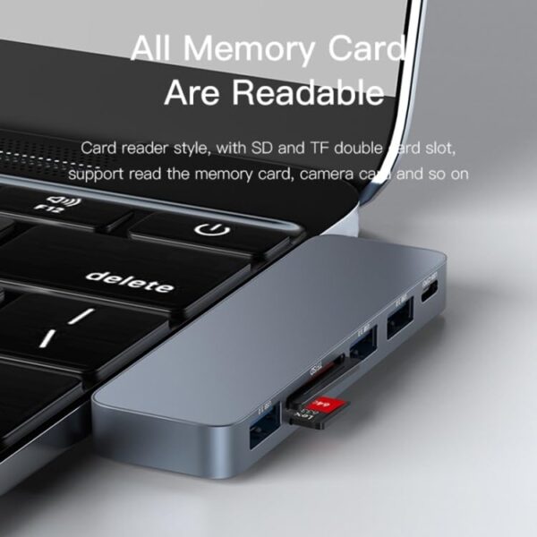 YESIDO HB10 Dual Type-c Hub Splitter 6-in-1 Usb3.0 Tf/memord Card Reader Pd Adapter Notebook Docking Station - Image 6