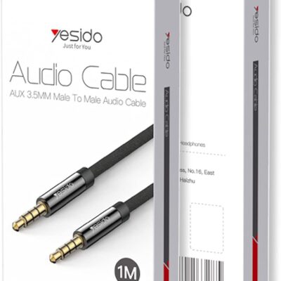 Yesido Premium Quality Audio Cable (AUX 3.5MM Male To Male Audio Cable, Black, 1Meter)