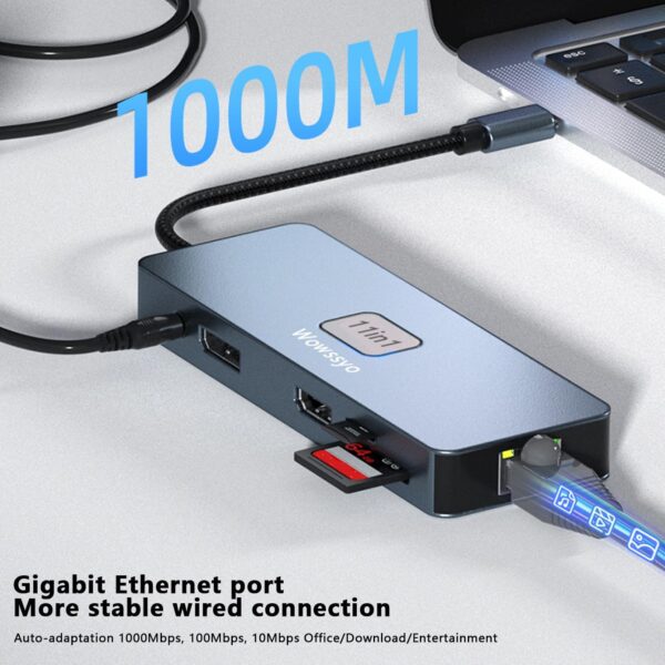 USB C Hub, Docking Station USB-C Adapter 11-in-1 Multiport Multiple Plug Splitter for MacBook Pro Air M1, 4K 60Hz HDMI, 3 USB 3.2 10Gbps, VGA, Ethernet LAN,... - Image 6