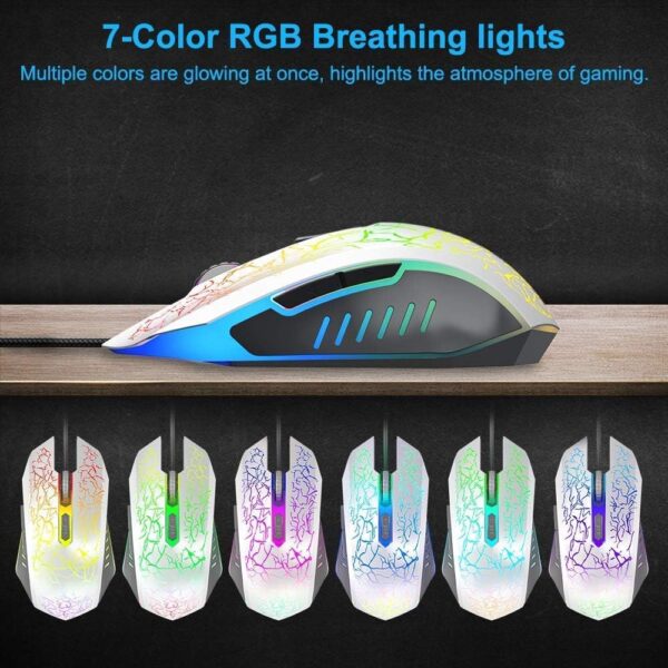CZHEN Wired Computer Mouse, PC Laptop Gaming mice for Gamer,RGB USB Optical Mice with 7 Colors LED Backlight, 4 DPI Settings Up to 2400 DPI - Image 2