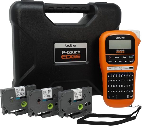 Brother PT-E110BP Contractor Kit: P-Touch Handheld Industrial Label Printer Plus 3 Tapes (up to 12mm Labels) - Image 2