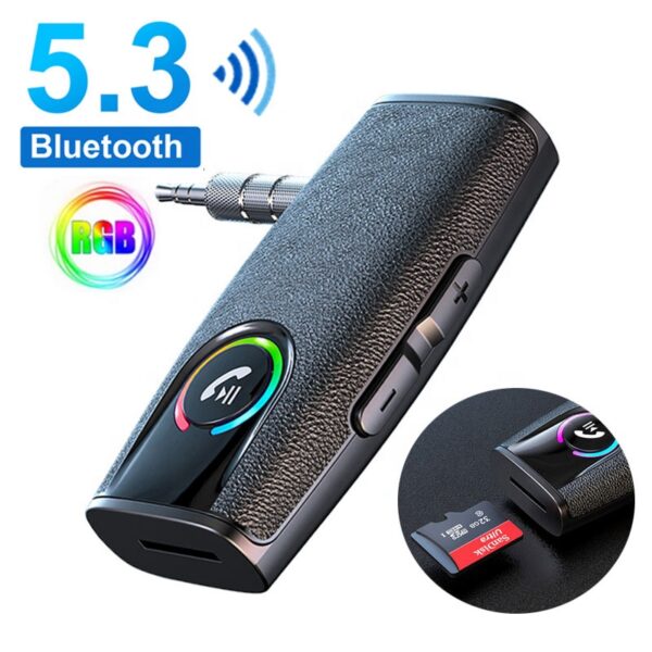 TF Card BT5.3 Bluetooth Audio Receiver Handsfree Call Audio Car Aux 3.5mm Music Wireless Adapter Bluetooth Receiver