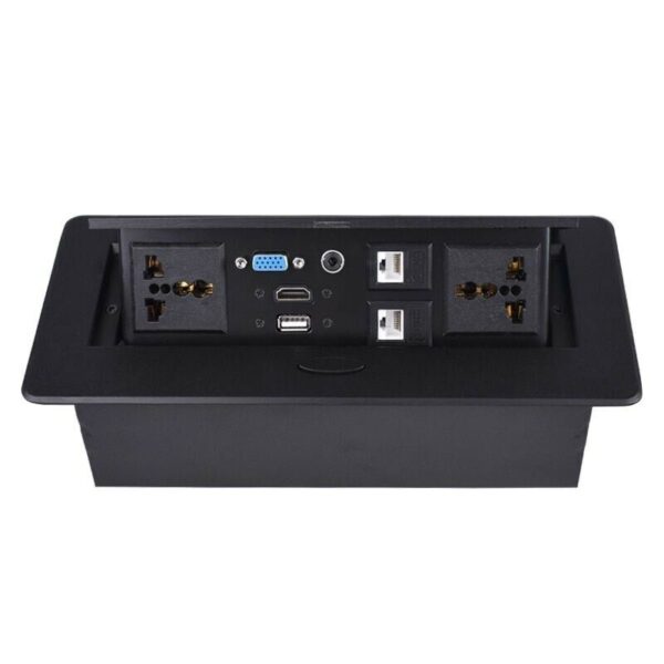 Table Pop up Power Box with Power USB Charger Data Cat6 Desktop Connection Box Socket for Conference Meeting Room Kitchen - Image 3