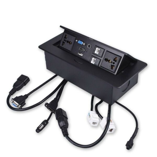 Table Pop up Power Box with Power USB Charger Data Cat6 Desktop Connection Box Socket for Conference Meeting Room Kitchen - Image 5