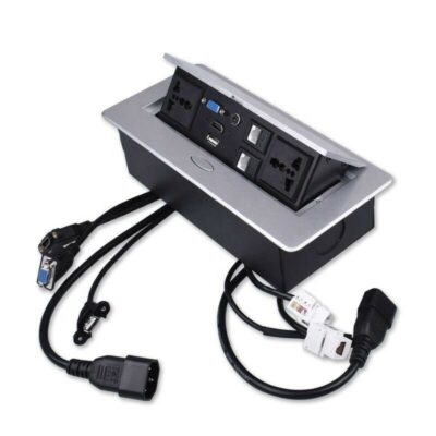 Table Pop up Power Box with Power USB Charger Data Cat6 Desktop Connection Box Socket for Conference Meeting Room Kitchen