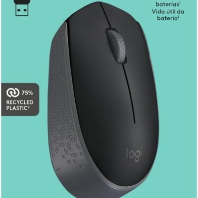 Logitech M170 Wireless Mouse for PC, Mac, Laptop, 2.4 GHz with USB Mini Receiver, Optical Tracking, 12-Months Battery Life, Ambidextrous – Black