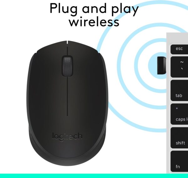 Logitech M170 Wireless Mouse for PC, Mac, Laptop, 2.4 GHz with USB Mini Receiver, Optical Tracking, 12-Months Battery Life, Ambidextrous - Black - Image 5