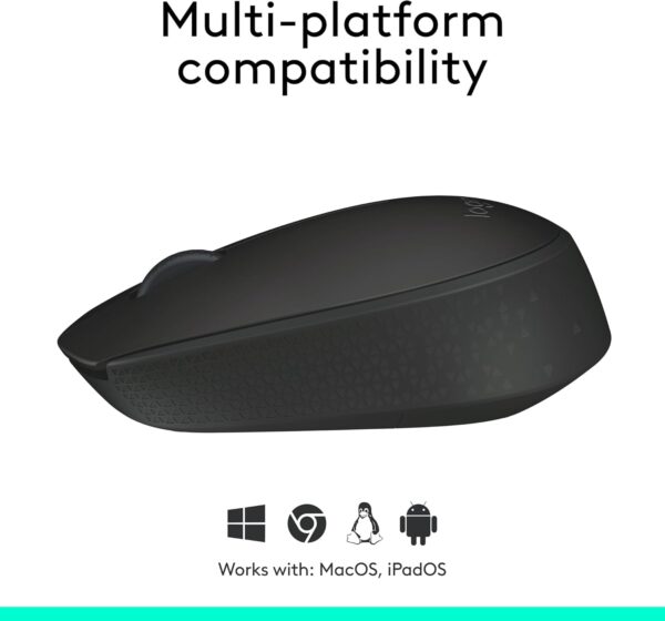 Logitech M170 Wireless Mouse for PC, Mac, Laptop, 2.4 GHz with USB Mini Receiver, Optical Tracking, 12-Months Battery Life, Ambidextrous - Black - Image 6